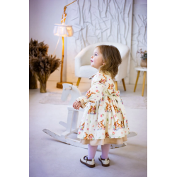 Elegancka sukienka dziewczęca Emilia z długim rękawem i wiązaniem z tyłu